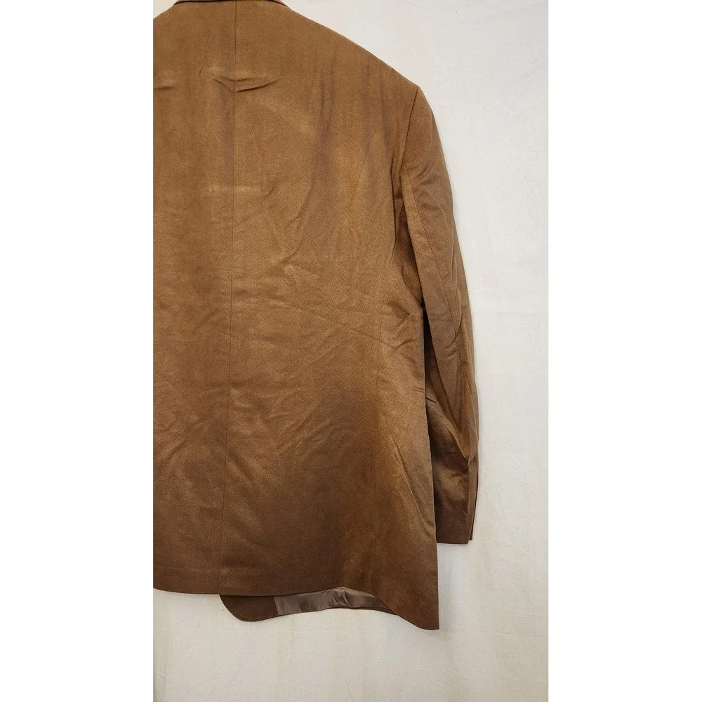 Norm Thompson Blazer‎ Mens 48L Brown Suede Look 3 Button Long Sport Coat USA